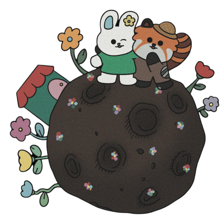 Bo the red panda and Mi the white rabbit, the Bomi mascots